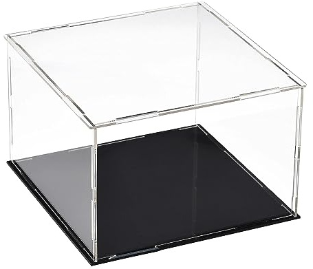 TA-VIGOR Vitrine D'Exposition en Acrylique Clair 15 x 15 x 10cm - Boîte De Présentation À Monter avec Socle Noir - Protection Anti-Poussière pour Figurines, Jouets Et Rangement Domicile Storage
