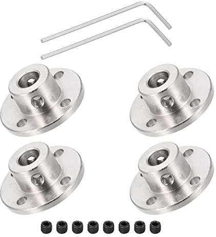 DMiotech 4 Pack 8mm Flansch Kupplung Anschluss Starre Leitfaden Welle Unterstützung Kuppler Welle Kupplung mit M4 Sechskant Schlüssel und Schrauben für Basteln RC Modell Motoren
