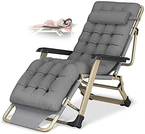 WolFum Liegestuhl, zusammenklappbar, Zero-Gravity-Lounge-Stuhl, Übergröße, XL-Liegestühle, Baumwollkissen für Garten, Außenterrasse, Sonnenliegen, Bett-Liegestuhl, belastbar bis zu 300 kg, mit
