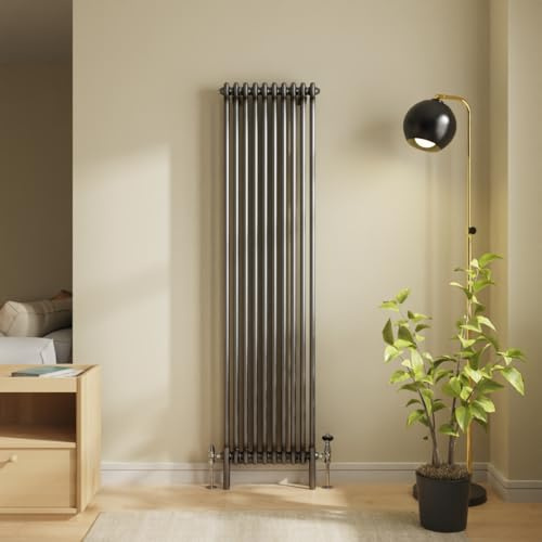 NRG 1800 x 470mm Raw Metal Cast Iron Double Column Vertical Radiator | Traditional, Central Heating Radiator, for Bathroom, Kitchen, Living Room, Column Radiator, Wall Mounted, Mild Steel