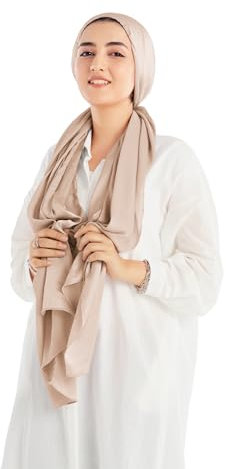 Xirhoot Satin Crepe Hijab Scarf for Women, Elegant Hijab Texture Pashmina Shawl (Cream)