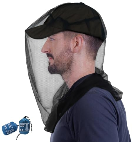 South To East Premium Midge Net for Head 2 Pack, Ultra Large & Long, Extra Fine Holes, Fly & Bug Protection Gear for Camping, Hiking, Fishing, Gardening, Safari, Fit All Hats for Men & Women