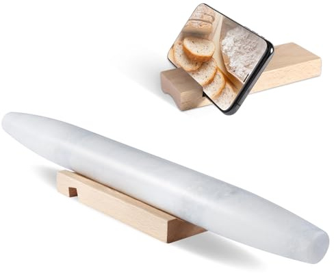 Koville African Natural Marble French Rolling Pin, 16inch Non-Stick Rolling Pin for Baking, Dough Roller for Pasta, Dumpling, Fondant, Pie, Bread, Pizza, Kitchen Baking Tools(Namib Fantasy)