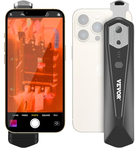 VEVOR Termocamera per Android e IOS, Termocamera a Infrarossi Wireless con Risoluzione IR 256 x 192 con WiFi e Videocamera, Termocamera Frequenza di Aggiornamento 25Hz -4°F-1022°F, IP54