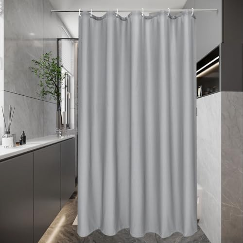 EurCross Petit rideau de douche, 100 x 200 cm, gris, étroit, imperméable, en tissu polyester, anti-moisissure, lavable, pour salle de bain, avec 6 anneaux