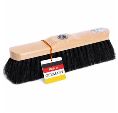 Zimmerbesen weiche Rosshaar Borsten 30cm mit Gewinde ohne Stiel Besen | Sehr weich, Lackiertes Buchenholz, Metallgewinde, Stubenbesen, Haushaltsbesen