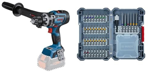Bosch Professional BITURBO GSR 18V-150 C Cordless Drill/Driver (max. Torque of 150 Nm, in Cardboard Box) + 40-Pieces Drill Set (Extra Hard Screwdriver Bits, with Universal Holder)