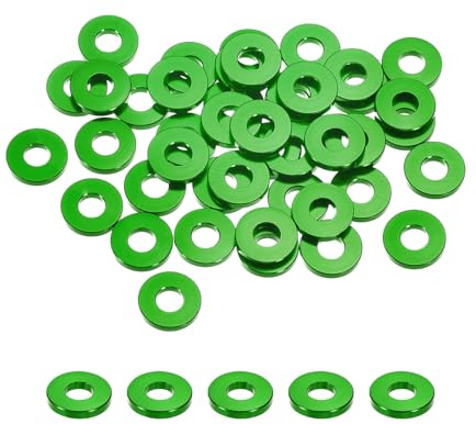 QUARKZMAN Arandelas Planas de Aleación de Aluminio M5, Arandela de Espesor para Piezas de Modelos RC, Verde, 50 Unidades