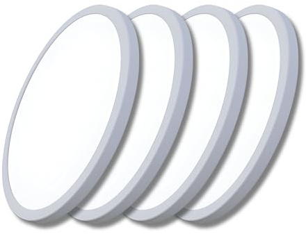 ENOVALITE 4 Stück LED Deckenleuchte rund Ø225x17mm, 18W 1880lm, CCT | Multitalent Panel mit einstellbarem Lochmaß, Einbau/Aufbau Aufputz, 3000K 4000K 6000K einstellbar, Deckenlampe