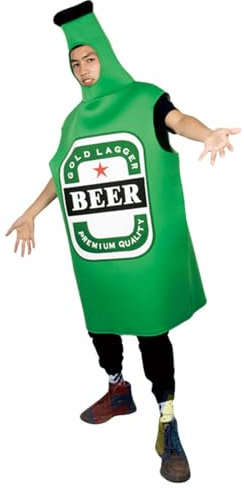 Bier Kostüm Herren Damen Lustig Kostüme Bayerische Lustige Bierflaschen Overall Bierliebhaber Kleidung Unisex Interessante Cosplay Outfit Grün für Oktoberfest Besondere Anlässe Große Größen