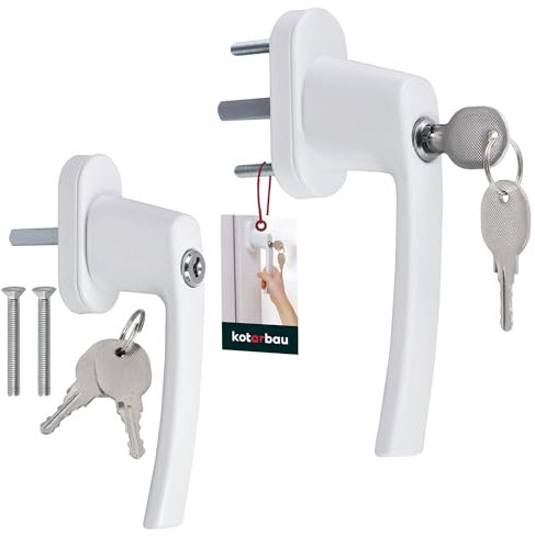 KOTARBAU® 2er Set Fenstergriff abschließbar Weiß Aluminium pulverbeschichtet Fenstergriff mit Schloss abschließbare Fenstergriffe Stift 35mm Fensterschloss Kindersicherung Fenstergriffe abschliessbar