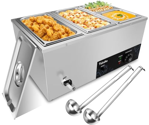 TAIMIKO Chauffe-Aliments électrique – avec Bouton Anti-brûlure et de réinitialisation Anti-brûlure à Sec 1500 W, récipient de Buffet en Acier Inoxydable, température réglable de 0 à 85 °C pour