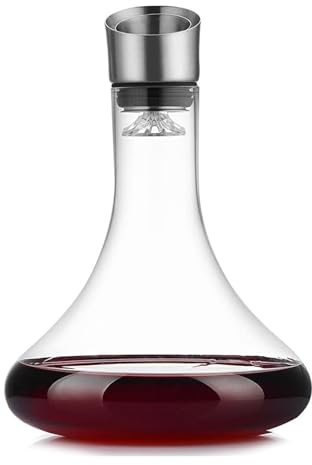 HWDNQGH Decanter per Vino Rosso da 1800 ml, aeratore per Vino in Vetro di Cristallo, Decanter rapido per la casa, Dispenser per Vino per Uso Domestico per Gli Amanti del Vino Aeratore per Vino