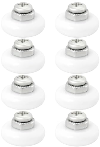 EMSea 8pcs Roulettes Porte de Douche à Bord Ovale Roulettes Coulissantes Poulies Coulissantes avec Vis Diamètre de 19 Mm épaisseur de 6 Mm 3/4 X 1/4 Pouces pour Tiroir de Porte en Verre