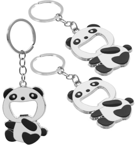 Alipis 3piezas Llavero Abrebotellas De Panda Forma De Oso Lindo Para Cerveza y Refrescos Como Adorno De Llave o Dije De Gorra Material Metal
