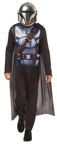 Rubies Klassisches Mandalorian-Kostüm für Erwachsene, Männer und Frauen, Jumpsuit mit aufgedruckten Details, Umhang und Maske, offizielles Star Wars-Lizenzprodukt für Karneval, Party, Cosplay