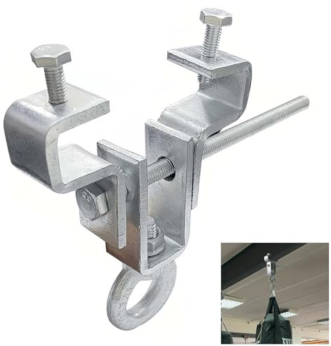 NUWIQ I Beam Aufhänger, Stahl I Träger Aufhänger, I Beam Aufhänger, Stahlträger Klemmen Breite Verstellbar von 6,5-22cm, Heavy Bag Hanger für Boxsack/Schwingsessel, Hält 204 kg Schwerkraft Stand
