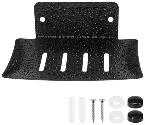 QWORK® Seifenhalter mit Abflussloch-Design - aus Edelstahl 304 - Rostfreie Seifenschale für Badezimmer & Küche - Schwarz
