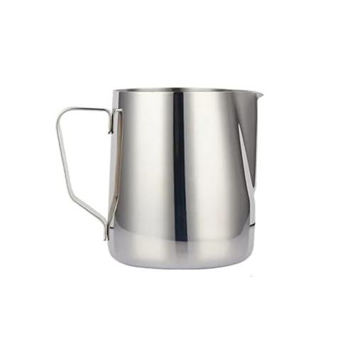 WENYOG Pot à Lait Pichet à Lait en Acier Inoxydable 304, mousseur à Latte, Tasse d'art, pichet à Mousse de Lait, crémier, Machine à Mousse de Lait, 350/600ML(350ml,Silver)
