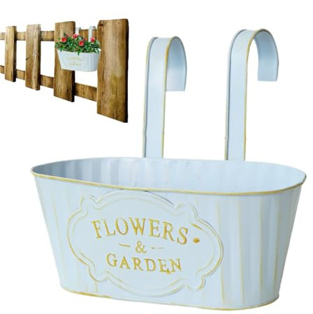Geländer-Pflanzgefäß, Metall-Blumenkasten zum Aufhängen, 27,9 x 22,9 cm, platzsparendes und stilvolles hängendes Design, dekorativer -Pflanzgefäß für Garten, Balkon, Fenster