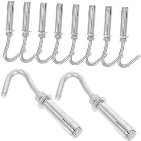 NUOBESTY 10pcs Heavy Duty Ceiling Hooks Stainless Steel Expansion Bolts Outdoor Concrete Wall Hooks for Dog and Fence Stakes