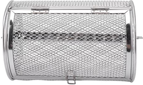 TOPINCN Stainles Steel Rolling Grilling Basket, Rotating BBQ Grill Mesh for Roasting Vegetables Nuts Outdoor Grill Grilling Accessories Stainless Steel BBQ Net Tube Baskets (A)