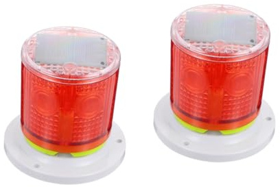 ABOOFAN 2 Pièces Voyants Solaires Clôture Lampes Solaires En Plein Air Voyant Solaire Stroboscopique Stroboscope Signal Lumineux Lumière D'alarme Plastique Rouge