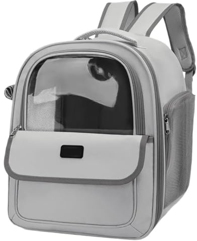 LXLAEOANG Haustier-Tragerucksack, Ausgehen Großer Katzenrucksack Transparente Raumkapsel Atmungsaktive Tragbare Tasche Katzen-/Hundebedarf(Grey)