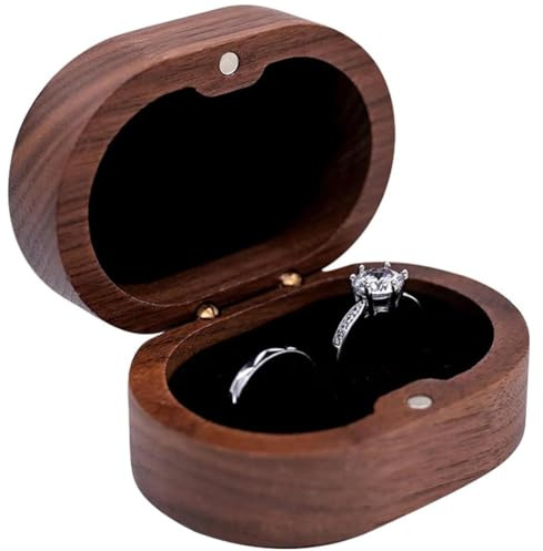 PAIKIUU Holz Doppelring Box Hochzeitstag, Verlobungsring Boxen Kofferhalter für 2 Ringe für Antrag Hochzeit Jahrestag Zeremonie Party