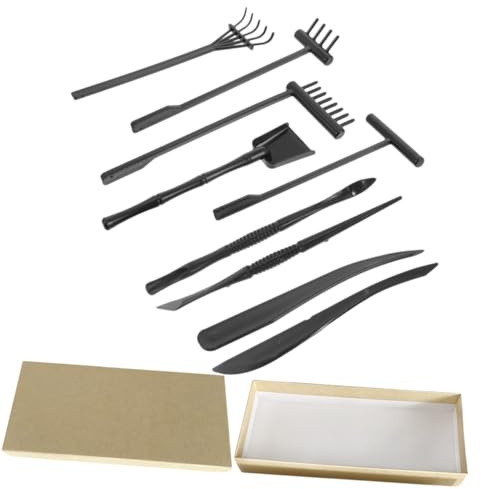 HANABASS Mini Zen Garden Rake Set Meditation Rake Tools 10Pcs Sand Garden Accessories Compact Sturdy for Home Office Relaxation and Mindfulness Practice