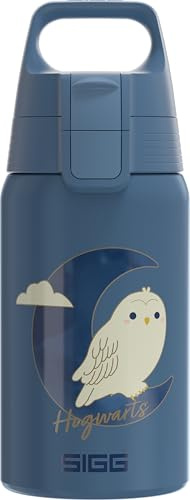 Sigg - Edelstahl Trinkflasche Kinder - SHIELD ONE Hedwig 0.5 L - Für kohlensäurehaltige Getränke geeignet - Federleicht - BPA-frei - Sport & Schule - Alu & Weiß mit Hedwig-Motiv - 0,5 L