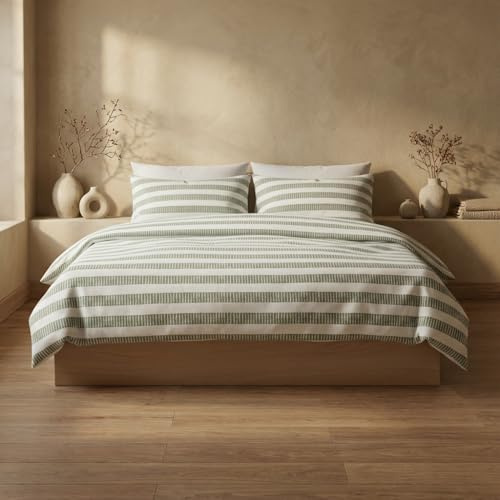 GAMUSI Juego Funda nórdica Cama 105 100% algodón - Funda Almohada 45x125 cm, Estampado líneas Agua