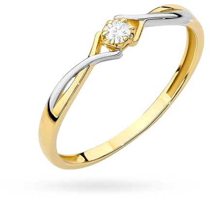 MARKO Eleganter 8 Karat (333) Gold Ring mit funkelnder Zirkonia – Zweifarbige, geschwungene Fassung