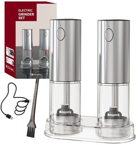 Moderno molinillo eléctrico de sal y pimienta, recargable, grosor ajustable, molinillo eléctrico para sales, juego de molinillos automáticos de sal y pimienta