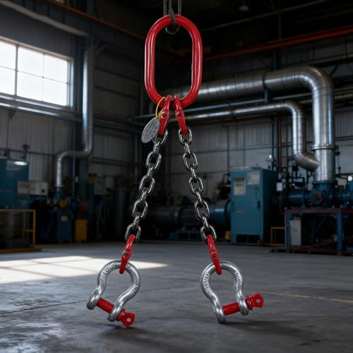 Hochleistungs-Hebeketten, Kettenzüge für G80-Motoren, Hochleistungs-Anschlagmittel mit Anschlaghaken für Hebezeuge Industrieanwendungen (8 Tonnen/17600 lbs Tragfähigkeit)(2 leg,1.5 M)