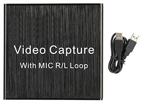 Video Capture Card USB 2.0 HDMI Loop - Out, HD Game Capture Device, Support 4K Input 1080P Output, with Microphone Input and 3.5mm Stereo Output, for PC Android OS X Streaming