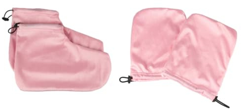 CHICAMPERA Fußüberzüge 2 Baumwolle und Plüsch zur Feuchtigkeitsmaximierung aus Zubehör in Paar Paraffintherapie Wachsbad Handschuhe Warmhaltefunktion Rosa für Spa und Schönheitssalon