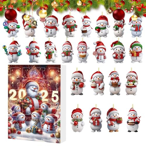 Compte à rebours de Noël – Ornement de calendrier en acrylique 2D, décoration d'arbre de bonhomme de neige, décoration de table festive, affichage de vacances | Adolescent, Garçons, Filles, F