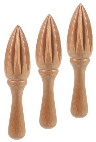 HIAKDOFT Lot de 3 Presse-Agrumes Manuels en Bois Naturel Presse-Citron Portatif sans Peinture Embout Conique pour Extraction Facile la Cuisine Maison Pique-Niques et Boissons Fraîches