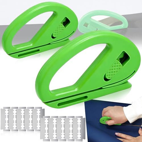 SoundZero 2 Stück Geschenkpapier Schneider mit 10 Ersatzklingen, Gift Wrap | Mini Papierschneider, Gift Wrap Cutter für Weihnachten, Folienschneider, Mini Papierschneider Geschenkpapier (Grün)