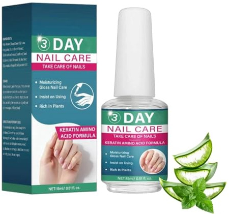3 Day Nail Care, 3 Days Nail Care, Car𝐞 Oil with Keratin Amino Acid Formula, Keratin Nail Hardener, Anti-Brittle Daily Car𝐞, 15ml,Daily Strengthening Nourishment,Non-greasy and Quick-Absorbing