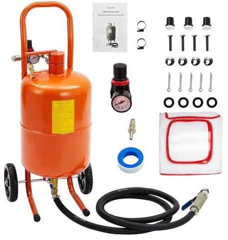 Garvee Sableuse portable professionnelle sur roues – 4 buses céramique, séparateur huile-eau – Décapage peinture, rouille, taches sur métal, auto, pierre – Outil atelier rénovation – 5 Gallon | 60-110