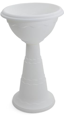 EffeDecor Vaso a Colonna da Esterno in Polipropilene Doppio Bordo Posacenere Fioriera Alta Vari Colori Ideale per Balcone,Terrazze,Esterno,Interno H72 cm (Bianco)