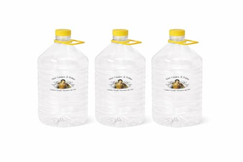 Il Puttino Set 3 Dame Pet 5 Litri – Bottiglioni Plastica Trasparente con Tappo Giallo – Contenitori per Vino, Acqua, Olio e Liquidi Alimentari – Taniche Resistenti Uso Alimentare (3 Pezzi)