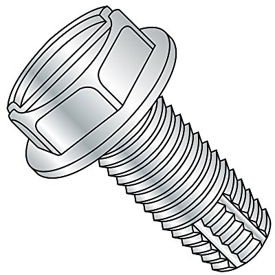 Small Parts 1412FSW Steel Thread Cutting Screw, Zinc Plated Finish, Hex Washer Head, Slotted Drive, Type F, 1/4-20 Thread Size, 3/4 Length (Pack of 50)