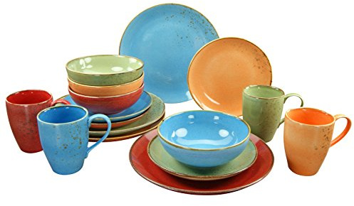CreaTable, 19989, Serie Nature Collection, 16-teiliges Geschirrset, Kombiservice aus Steinzeug, spülmaschinen- und mikrowellengeeignet, Qualitätsproduktion