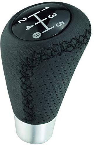 Abfer Shifter Knob 5 Speed Leather Car Gear Stick Shifting Knobs Shift Lever for Most Manual Transmission Vehicle Truck, Black