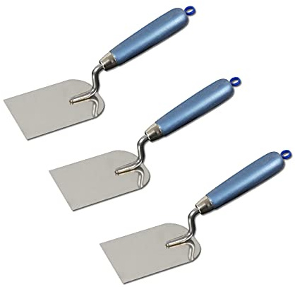 DEWEPRO 3er Set Gipserspachtel 80 mm – Edelstahl Stuckateurspachtel mit Holzgriff – Rostfreier Handspachtel für Gips-, Stuck- & Mörtelarbeiten – Profi Qualität für Handwerker & Heimwerker