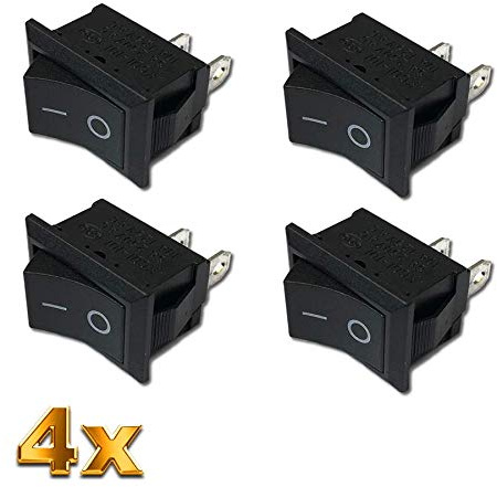 4 Stück Premium Ein Aus Einbau Kippschalter Wippschalter Schalter On Off DIY AC 250V 220V 6A 2Pin Schwarz Rechteck Modellbau