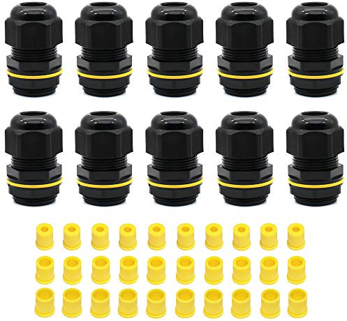 M25 Kabelverschraubung Set, HUYU wasserdichte IP68 verstellbare Kabel Steckverbinder, wasserdichter Stecker für Box, verstellbar Kabel Stopfe mit Gegenmutter für 4-14 mm Kabel, 10 Stück